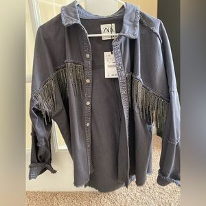 Zara rhinestone fringe jacket